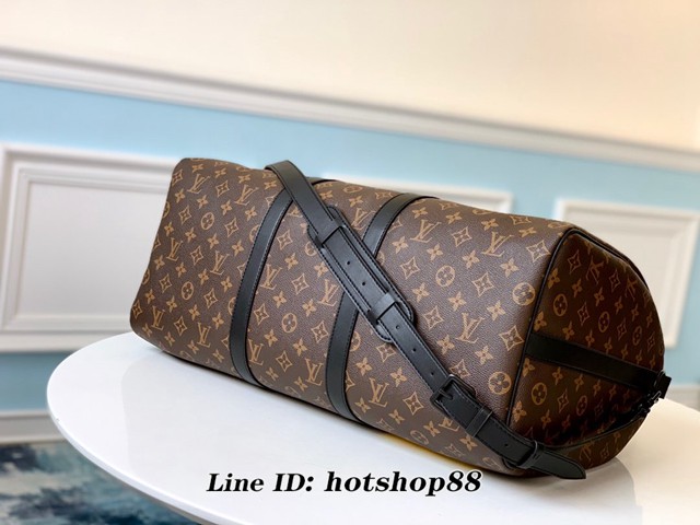 路易威登LV旅行包 LV男士大號行李袋 M44642老花 KEEPALL 50旅行袋 LV男士手提肩背包 xxlv1181